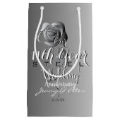 11de huwelijksverjaardag met stalen roos klein cadeauzakje (Voorkant)