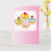 11de Verjaardag Cupcakes in Roze Kaart (Gele Bloem)
