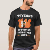 11e 11-jarig weddenschap Jubileum grappig paar voo T-shirt (Voorkant)