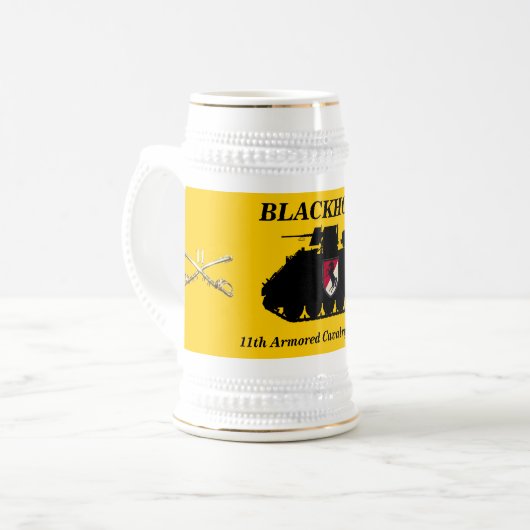 11e ACR ACAV & Sabers White Travel Mug Bierpul (Voorkant links)