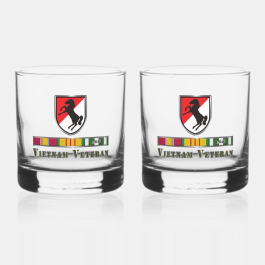 11e ACR Pantserregiment Vietnam Veteraan Whisky Glas (Voorkant)