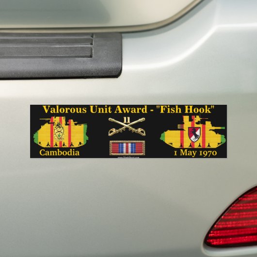 11e ACR Valoureuze Unit - Cambodja "Fish Hook" Bumpersticker (Op auto)