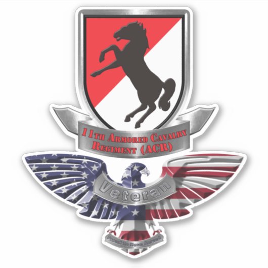 11e Armored Cavalry Regiment Veteran Sticker (Voorkant)