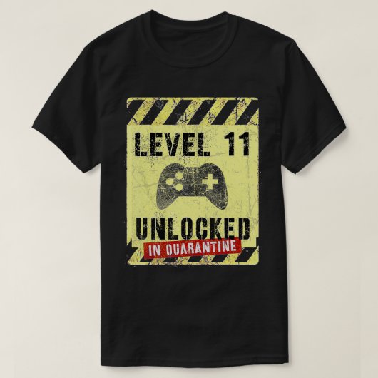 11e 'Birthday Boy Gamer LEVEL' 11 ONLOCKED in Quar T-shirt (Design voorkant)