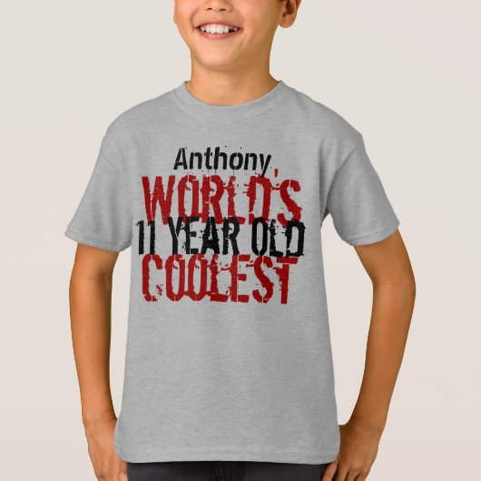 11e Birthday Gift World's koelste 11-jarige jongen T-shirt (Voorkant)