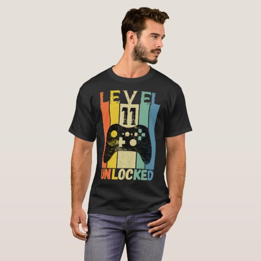 11e Birthday Level 11 Unlocked videogame Gamer B T-shirt (Voorkant volledig)