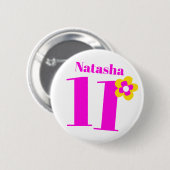 11e Birthday meisjes roze knop/badge Ronde Button 5,7 Cm (Voorkant /achterkant)
