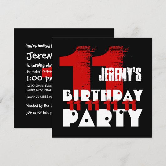 11e Birthday Party WARM TONES Grunge Z04B Kaart (Voorkant / Achterkant)