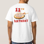 11e Birthday Pizza party T-shirt (Achterkant)