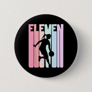 11e Birthday Retro Basketball Player 11 jaar oud Ronde Button 5,7 Cm