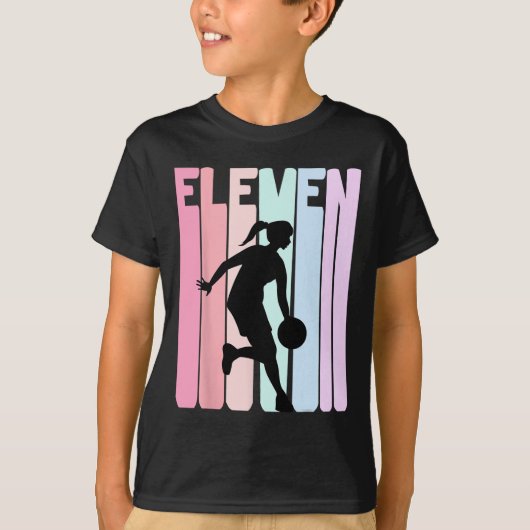11e Birthday Retro Basketball Player 11 jaar oud T-shirt (Voorkant)