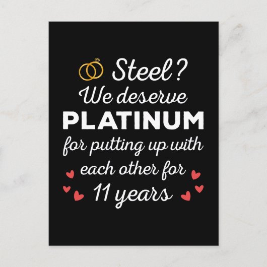 11e bruiloft Jubileum I - Steel Funny Couple Briefkaart (Voorkant)
