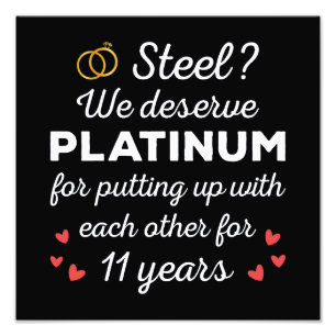 11e bruiloft Jubileum I - Steel Funny Couple Foto Afdruk