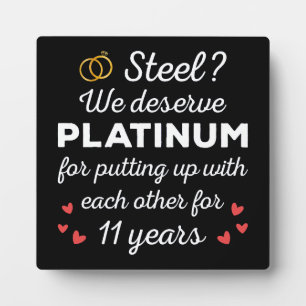 11e bruiloft Jubileum I - Steel Funny Couple Fotoplaat