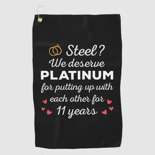 11e bruiloft Jubileum I - Steel Funny Couple Golfhanddoek (Voorkant)