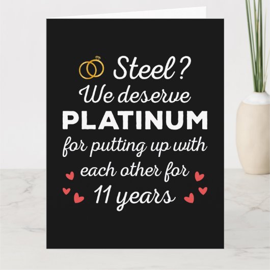 11e bruiloft Jubileum I - Steel Funny Couple Kaart (Voorkant)
