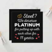 11e bruiloft Jubileum I - Steel Funny Couple Kaart (Voorkant / Achterkant in situ)