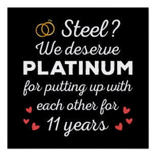 11e bruiloft Jubileum I - Steel Funny Couple Perfect Poster
