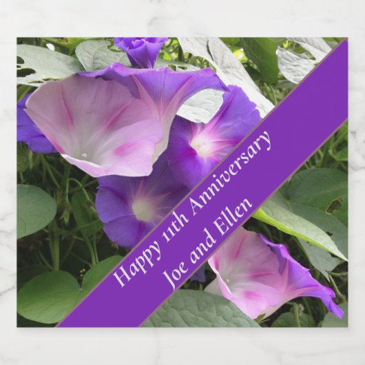 11e bruiloft Jubileum, Sparkling Wijnetiket (Enkel label)