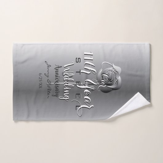 11e bruiloft Jubileum staal Roos theedoeken Handdoek (Handdoek)
