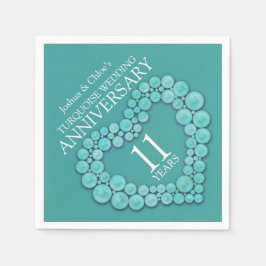 11e bruiloft Jubileum turquoise hart Servet