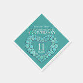 11e bruiloft Jubileum turquoise hart Servet (Hoek)