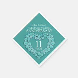 11e bruiloft Jubileum turquoise hart Servet