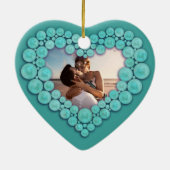 11e bruiloft Jubileum Turquoise-hartversiering Keramisch Ornament (Achterkant)