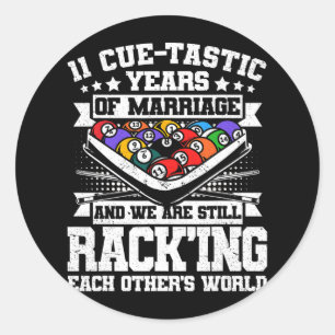 11e bruiloft Jubileum zwembad biljart 11 jaar m Ronde Sticker