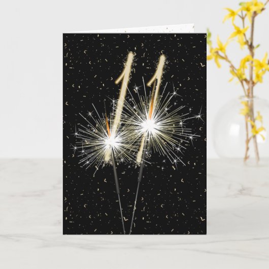11e bruiloft-sparklers kaart (Gele Bloem)
