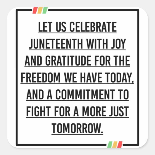 11e citaat, vrijheid van Afrikaans-Amerikaan. Vierkante Sticker (Voorkant)