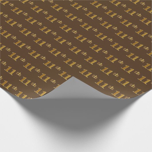11e (elfde) gebeurtenis bruin, Faux Gold Cadeaupapier (Hoek)