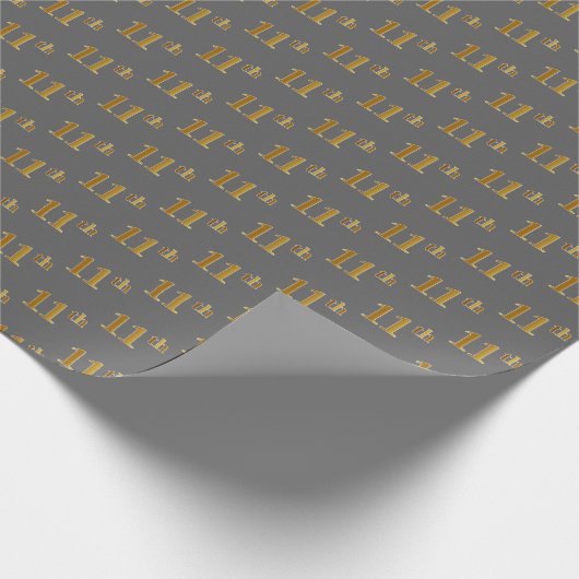 11e (elfde) gebeurtenis grijs, Faux Gold Cadeaupapier (Hoek)