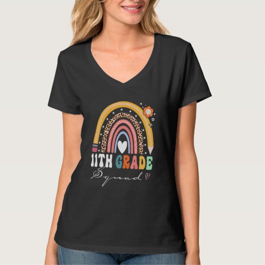 11e Elfde Klas Team Regenboog Geweldige Leraar T-shirt (Voorkant)
