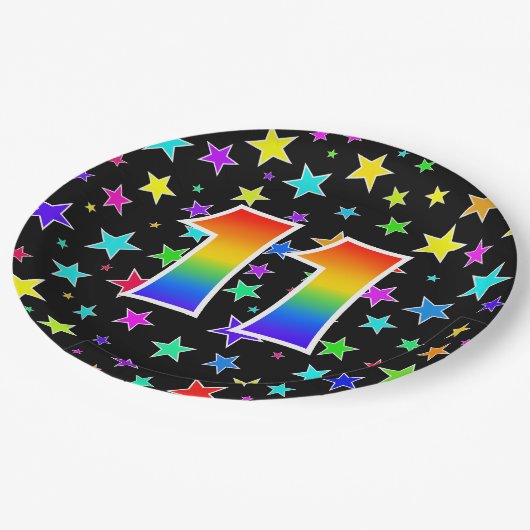 11e evenement: Vet, vun, kleurrijke regenboog 11 Papieren Bordje (Gekanteld)