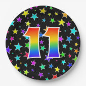 11e evenement: Vet, vun, kleurrijke regenboog 11 Papieren Bordje (Voorkant)