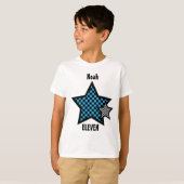 11e geboorte-jongen, GECONTROLEERD Star Custom Nam T-shirt (Voorkant volledig)