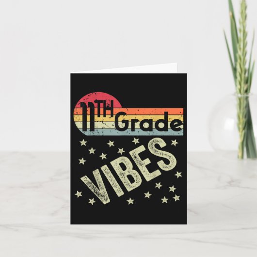 11e Graad Vibes Shirt Retro 80s Teacher Kinder Ter Kaart (Voorkant)
