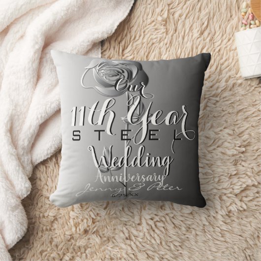 11e jaar Jubileum staal Roos Kussen (Deken)
