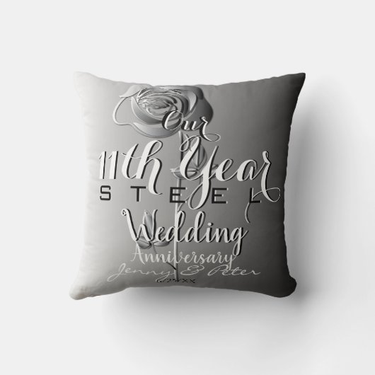 11e jaar Jubileum staal Roos Kussen (Achterkant)