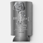 11e Jaar Wedding Jubileum Steel Roos Seltzer Blikjeskoeler (Achterkant)