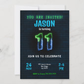 11e jongen verjaardag uitnodiging (Voorkant)