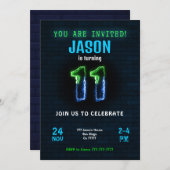 11e jongen verjaardag uitnodiging (Voorkant / Achterkant)