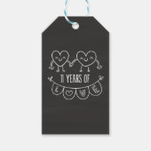 11e Jubileum Gift Chalk Hearts Cadeaulabel (Voorkant)