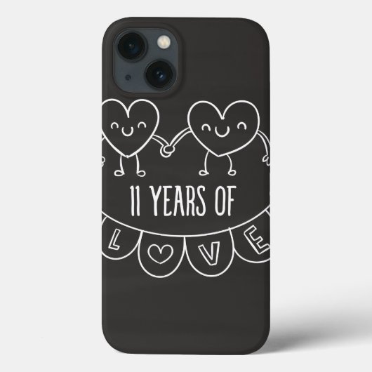 11e Jubileum Gift Chalk Hearts Case-Mate iPhone Case (Achterkant)