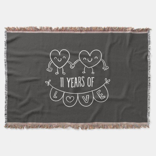 11e Jubileum Gift Chalk Hearts Deken (Voorkant)