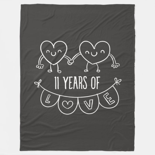 11e Jubileum Gift Chalk Hearts Fleece Deken (Voorkant)