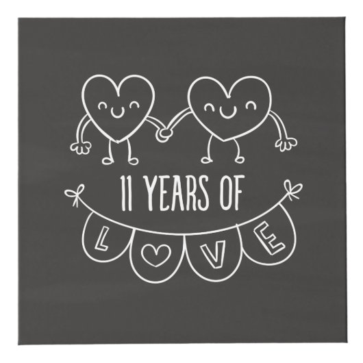 11e Jubileum Gift Chalk Hearts Kubus (Voorkant)