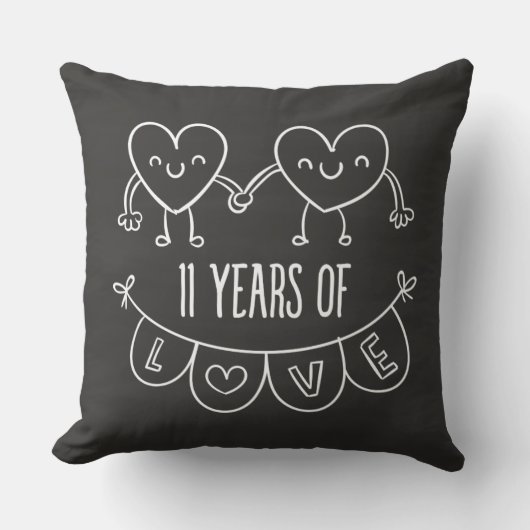 11e Jubileum Gift Chalk Hearts Kussen (Voorkant)