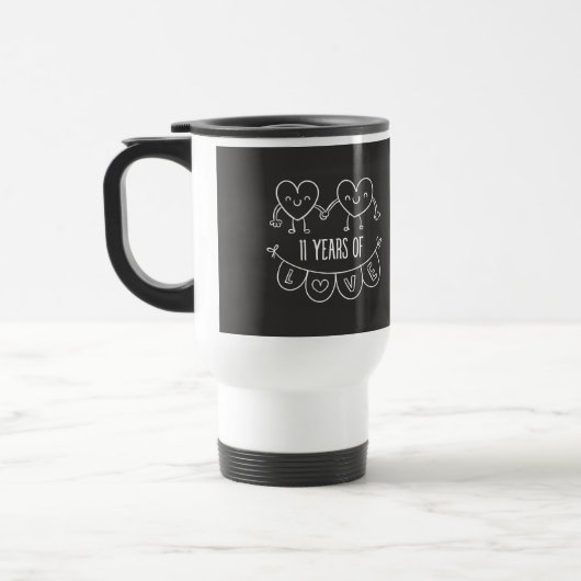 11e Jubileum Gift Chalk Hearts Reisbeker (Links)